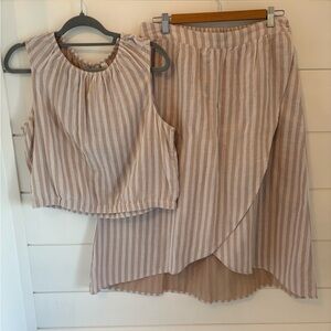 Pact Cotton Striped Sleeveless Top and Skirt Set